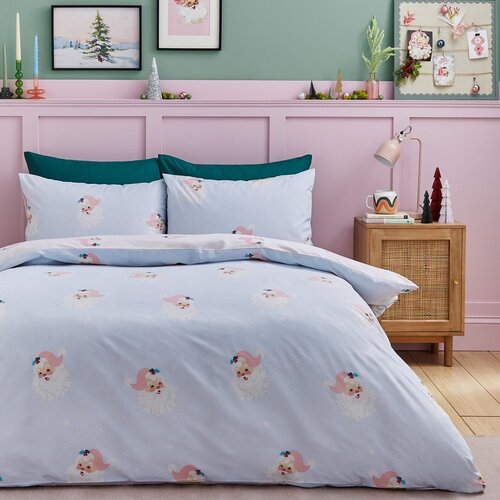 Catherine Lansfield Ružičasta posteljina za bračni krevet 200x200 cm Vintage Christmas Santa &amp;ndash; Slike