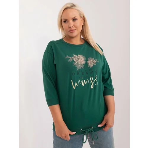 Fashion Hunters Dark green plus size blouse with inscription