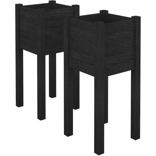 Maison Chic Vrtno cvetlično korito - Cvetlični Lonec 2 kosa črno 31x31x70 cm trdna borovina, (21789176) Cene