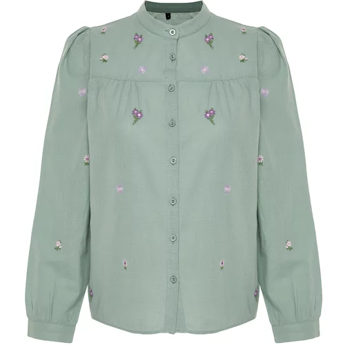 Trendyol Green Embroidered Woven Shirt