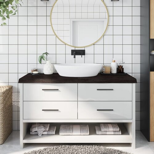 VidaXL Kupaonska radna ploča tamnosmeđa 140x60x(2-6) cm tretirano drvo Slike