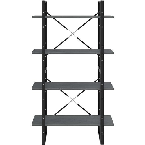 VidaXL Knjižna omara 4-nadstropna siva 80x30x140 cm trdna borovina Slike