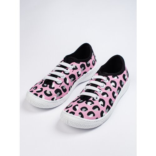 SHELOVET Slip-on children's sneakers in pink leopard 3F Slike