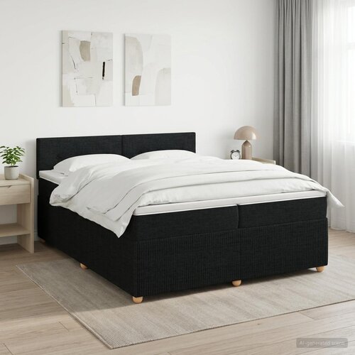  Boxspring krevet s madracem Crna 200 x 200 cm Tkanina Cijene