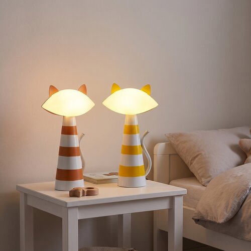 Signes Grimalt Namizne svetilke Set 2 Led Svetilk Mačka Oranžna Rumena Večbarvna Slike