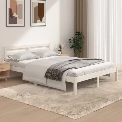 vidaXL Okvir za krevet od borovine 135 x 190 cm bijeli 4FT6 bračni