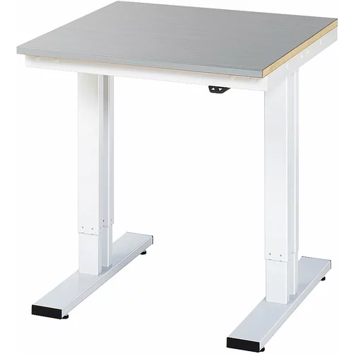 RAU Delovna miza, električno nastavljiva po višini, obloga iz nerjavnega jekla, nosilnost 300 kg, ŠxG 750 x 800 mm