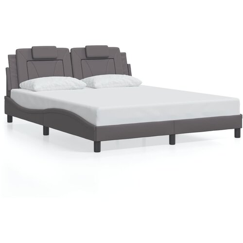  The Living Store Posteljni okvir z LED lučkami siv 160x200 cm umetno usnje - Posteljni Okvir, (21530333) Cene