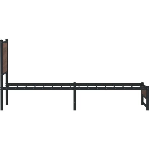 VidaXL Metalni okvir kreveta s uzglavljem smeđa boja hrasta 90x190 cm Slike