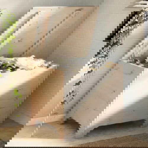 VidaXL Kutija za pohranu s poklopcem RANA 60x49x54 cm masivna borovina Slike