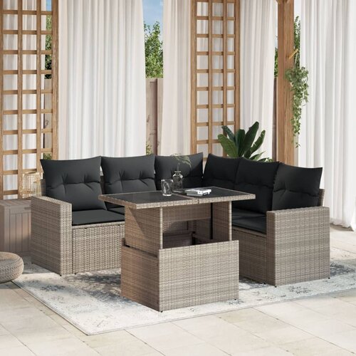 VidaXL 6-dijelni set vrtnih sofa od poliratana s jastucima svjetlosivi Slike