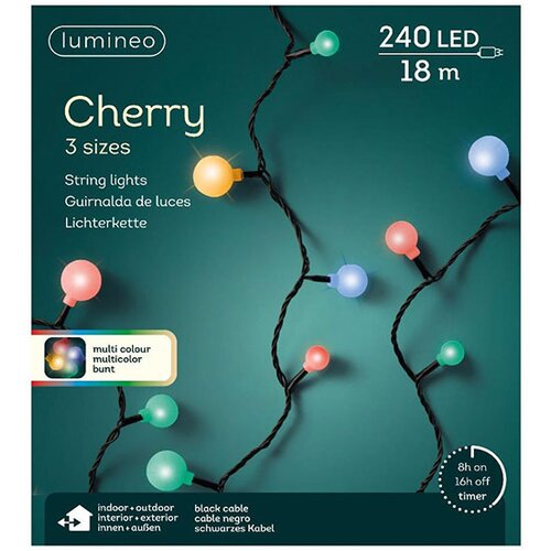 Lumineo Spolja&amp;scaron;nje Led novogodi&amp;scaron;nje lampice Cherry 18m 240 multikolor 494660 Slike