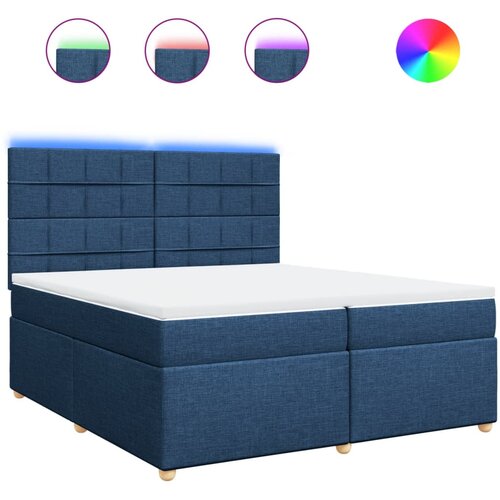 vidaXL Box spring postelja z vzmetnico modra 200x200 cm blago, (21306237) Cene