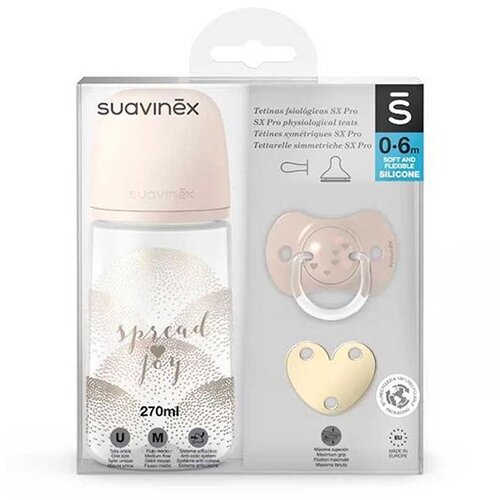 Suavinex Set Fla&scaron;ica 270Ml + Varalica 0/6M + Klipsa Bež Joy Cene
