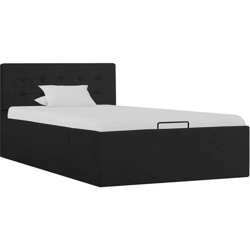  Dvižni posteljni okvir temno sivo blago 90x200 cm