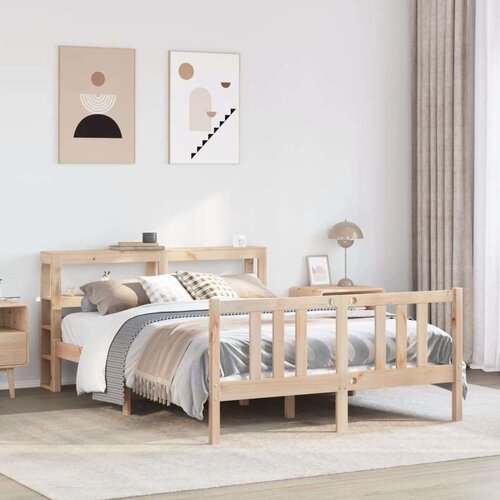 VidaXL okvir za krevet s uzglavljem 120 x 200 cm od masivne borovine Slike
