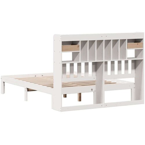 VidaXL Krevet s regalom z knjige bez madraca bijeli 140x190cm borovina Slike