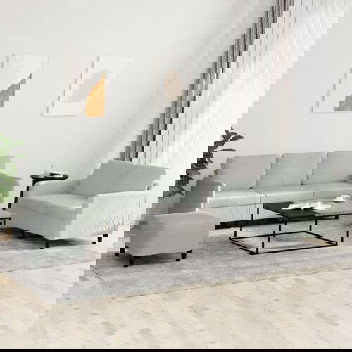 VidaXL 3-dijelni set sofa svjetlosivi bar&amp;scaron;unasti Slike