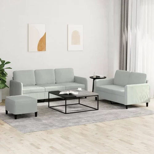 vidaXL 3-dijelni set sofa svjetlosivi baršunasti