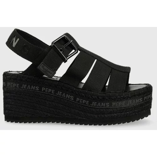 Pepe Jeans Sandale WITNEY za žene, boja: crna, klin peta, PLS90577