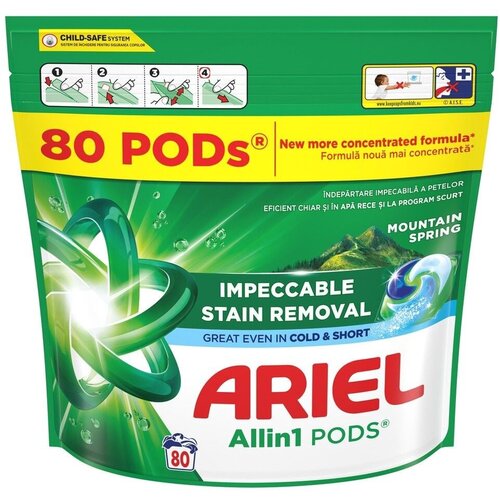 Ariel Allin1 PODS Mountain Spring kapsule za pranje ve&amp;scaron;a, 80 pranja Slike