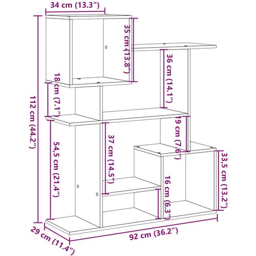 VidaXL Pregrada / regal za knjige boja hrasta 92x29x112 cm drveni Slike