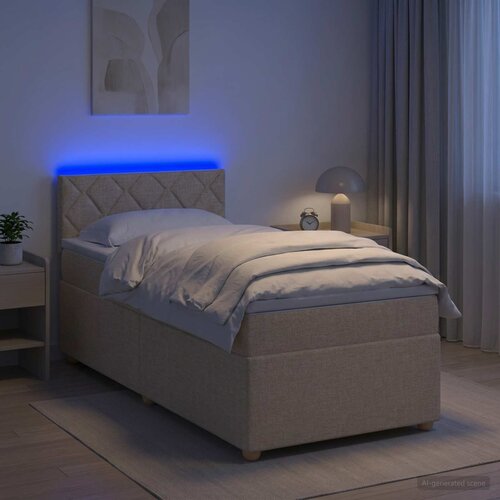  Boxspring krevet s madracem Krem 90 x 190 cm Tkanina Krema 90 x 190 x 100.5 cm Slike