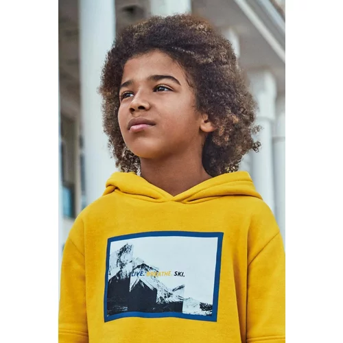 Mayoral Otroški pulover rumena barva, s kapuco