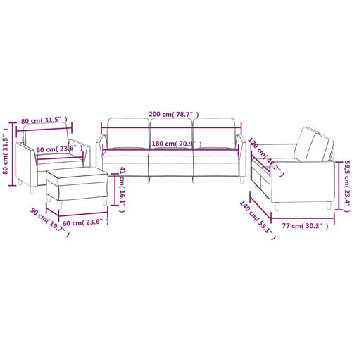  4-dijelni set sofa s jastucima crvena boja vina od umjetne kože Slike