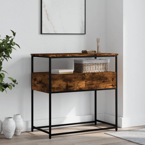 Maison Chic konzolna miza - miza ob steni dimljen hrast 75x40x75 cm inženirski les, (21785981) Slike