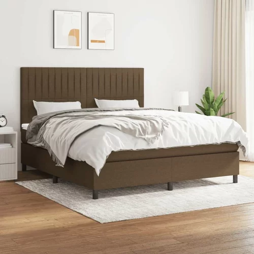  Box spring postelja z vzmetnico temno rjava 180x200 cm blago, (20897502)