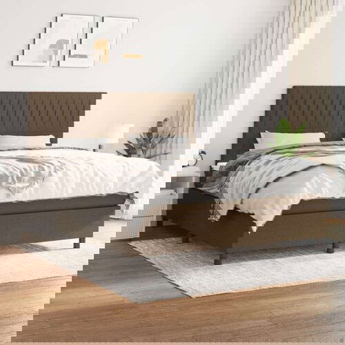  Krevet s oprugama i madracem tamnosmeđi 180x200 cm tkanina Slike