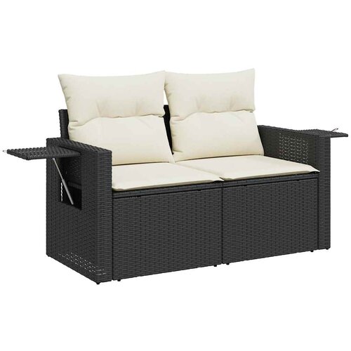  6-dijelni set vrtnih sofa s jastucima crni od poliratana Crna 100 x 55 x 73 cm Slike