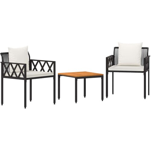 vidaXL Zunanji pohi&scaron;tveni set 3 pcs Črna in krem bela poli ratan, (5000294284) Cene