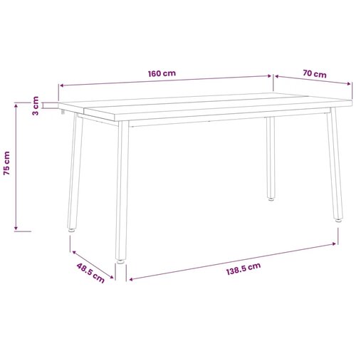  Kvadratni blagovaonski stol 160 x 70 x 75 cm Bijela - Bijela i crna 160 x 70 x 75 cm Četvrtasto Cene
