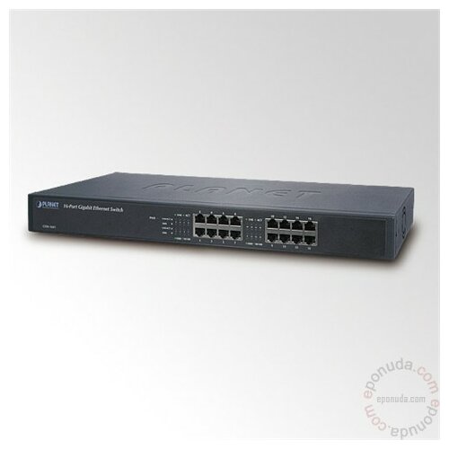 Planet 16-port 10/100/1000 Gigabit Fast Ethernet Switch, GSW-1601, rack mount, metal svič Slike