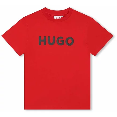 Hugo Dječja pamučna majica kratkih rukava boja: crvena, s tiskom