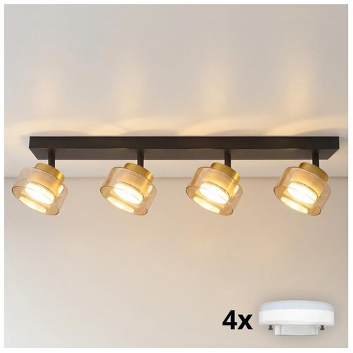 Brilagi LED RGB prigu&amp;scaron;iva spot svetiljka AURA LUX 4xGX53/14W/230V Wi-Fi Tuya crna/zlatna Slike