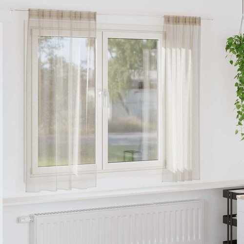 Voile zavjesa sa zavjesama 2 pcs Pijesak 175 x 140 cm Poliester Cijene