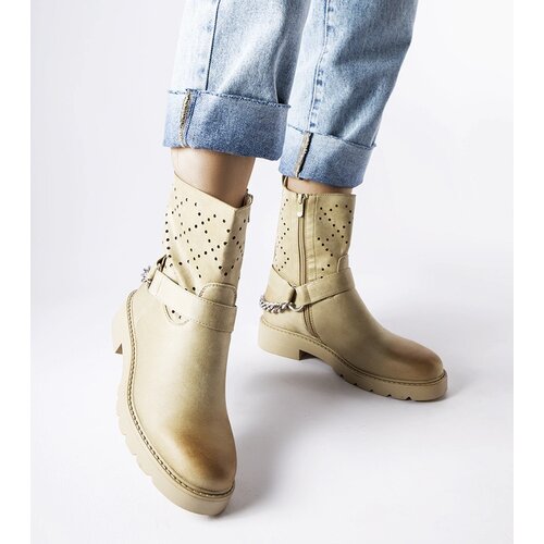 Gemre Green lace-up ankle boots with chain Procopio Cene
