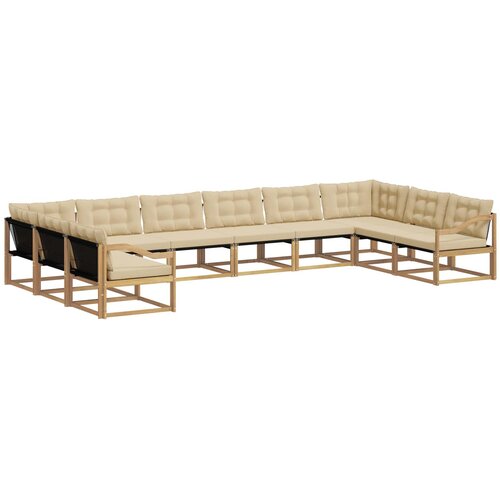 VidaXL Zunanja garnitura za sedenje z blazino 10 pcs Bela in bež, (5000282720) Slike