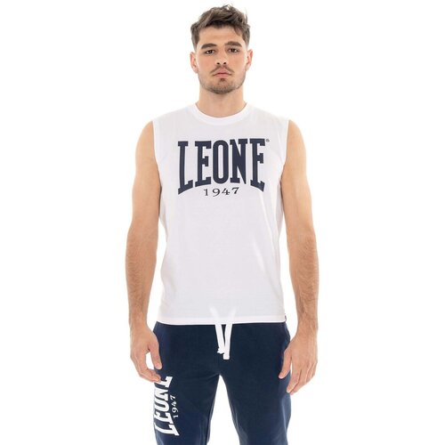 Leone 1947 Majice brez rokavov Man T-Shirt Sleeveless Big Logo Bela Cene