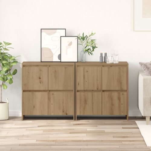 vidaXL Strani šal 2 pcs artisan hrast 70 x 41 x 75 cm Konstruiran les Cene