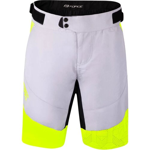 Force Men's cycling shorts Storm with removable chamois - grey-yellow, S Cene