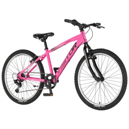 Visitor Bicikl junior 24 fox roll alu 24" tvrda alu 14" v-brake 7 brzina 132-155cm (xs) roze neon u Cene