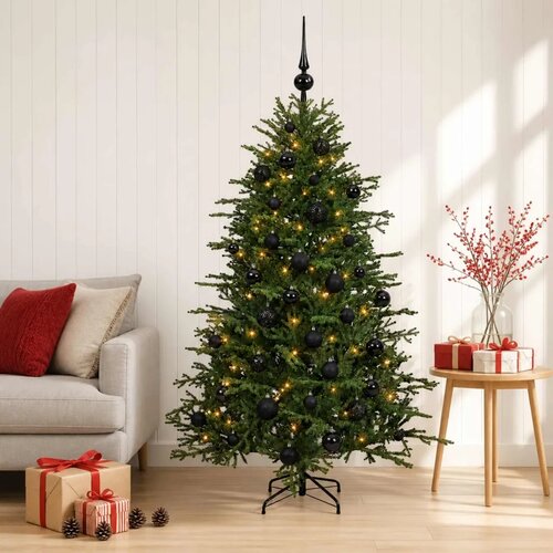  Umjetno božićno drvce s kuglicom 150 cm 150 LED lampica - 150 cm s LED-ima i crnim lopticama Cijene