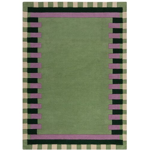 Flair Rugs zelena/vijolična ročno tkana volnena preproga 120x170 cm kai wool border – Cene