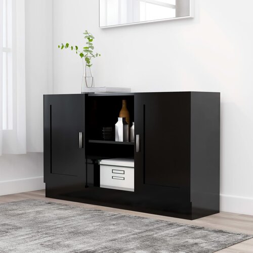 VidaXL Komoda črna 120x30,5x70 cm iverna plo&amp;scaron;ča Slike
