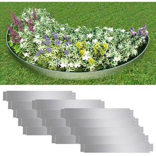 VidaXL Set od 15 fleksibilnih ograda za travnjak pocinčani čelik 100 x 14 cm Slike