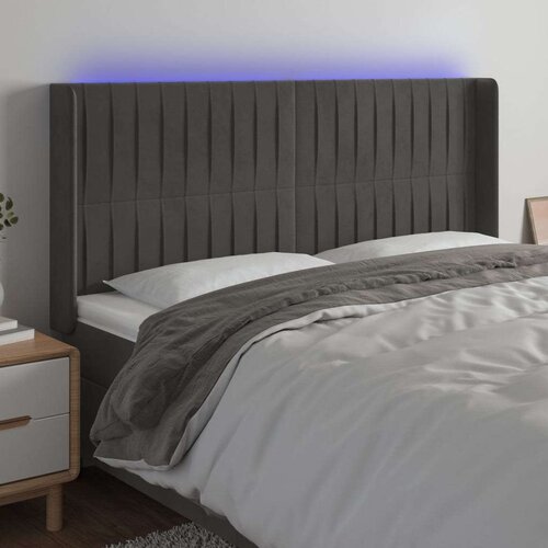  Posteljno vzglavje temno sivo 163x16x118/128 cm žamet, (20794119) Slike